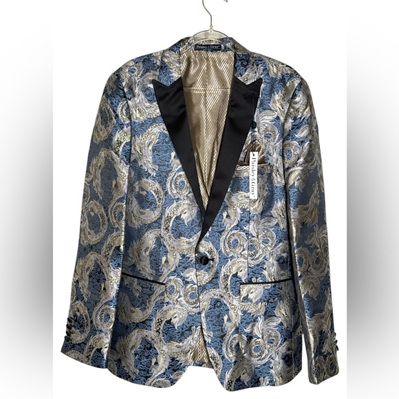 Men’s  Sports Coat, Paisley and Gray.  Size 38 Reg - slim fit NWT - Picture 1 of 13